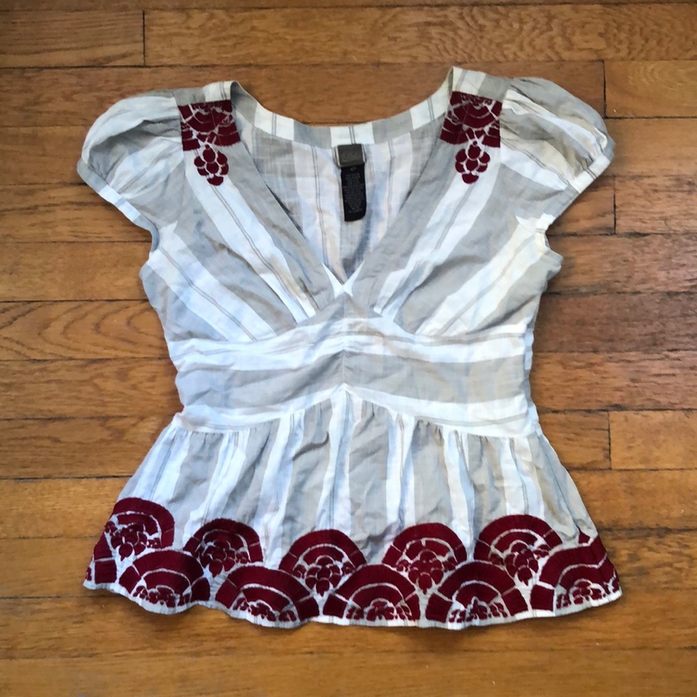 Anthropologie Embroidered Lithe Top - Size 2